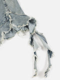 Fringe Hem Denim Bandeau Tube Top