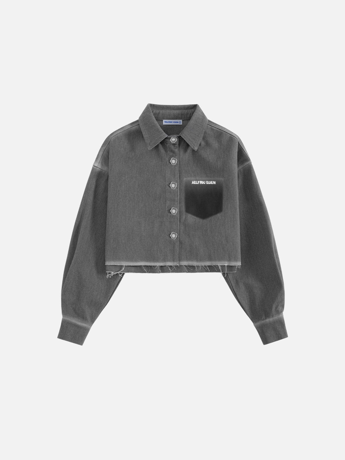 Cropped Washed Long Sleeve Shirt
