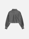 Cropped Washed Long Sleeve Shirt