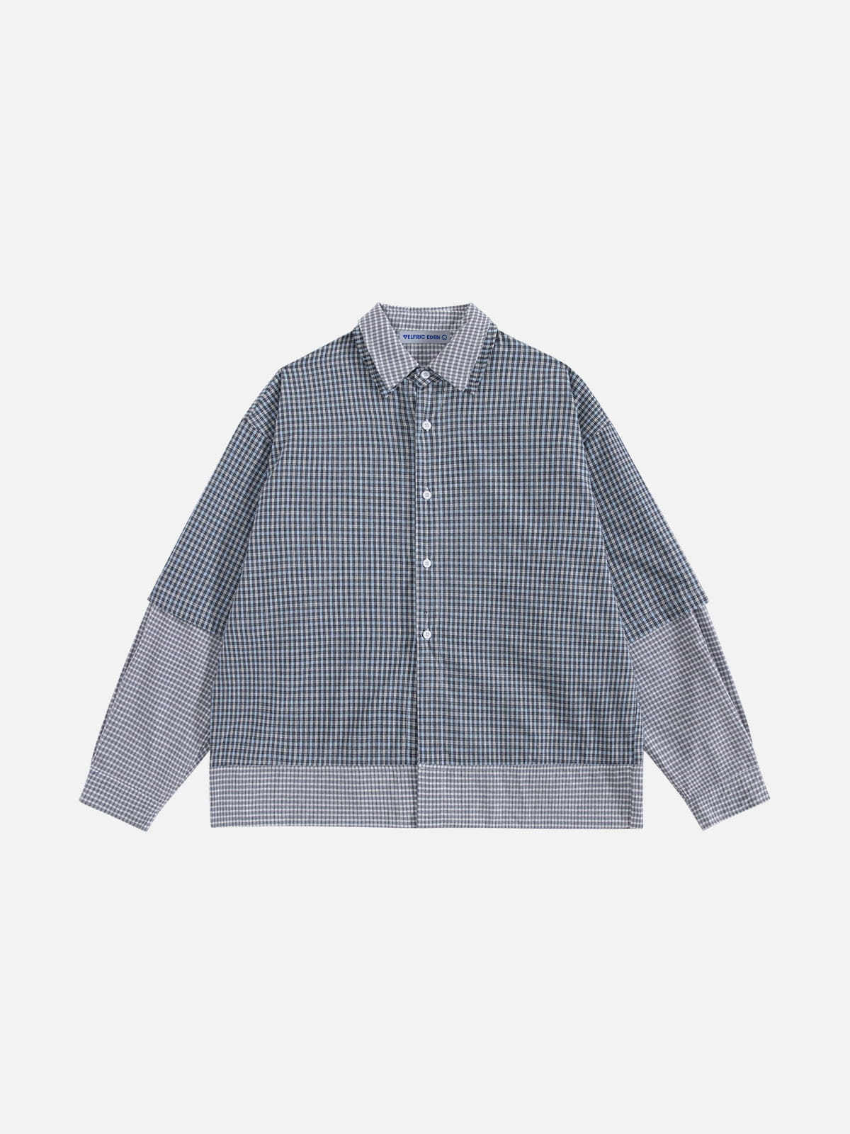 Faux Layered Plaid Long Sleeve Shirt