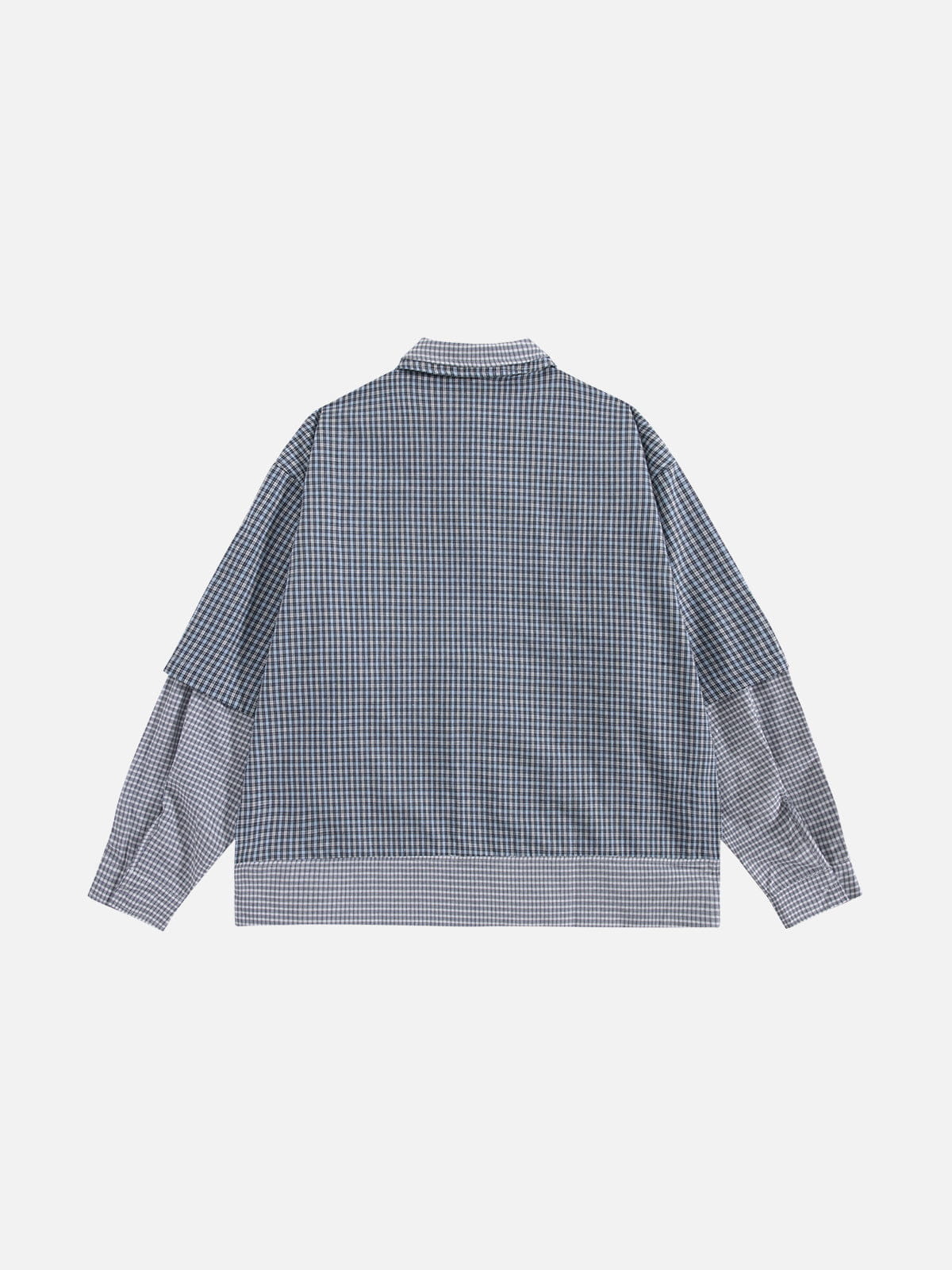 Faux Layered Plaid Long Sleeve Shirt
