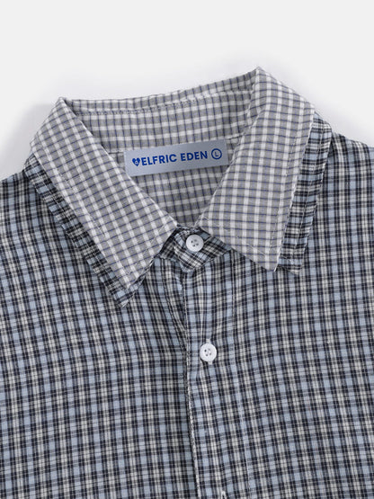 Faux Layered Plaid Long Sleeve Shirt