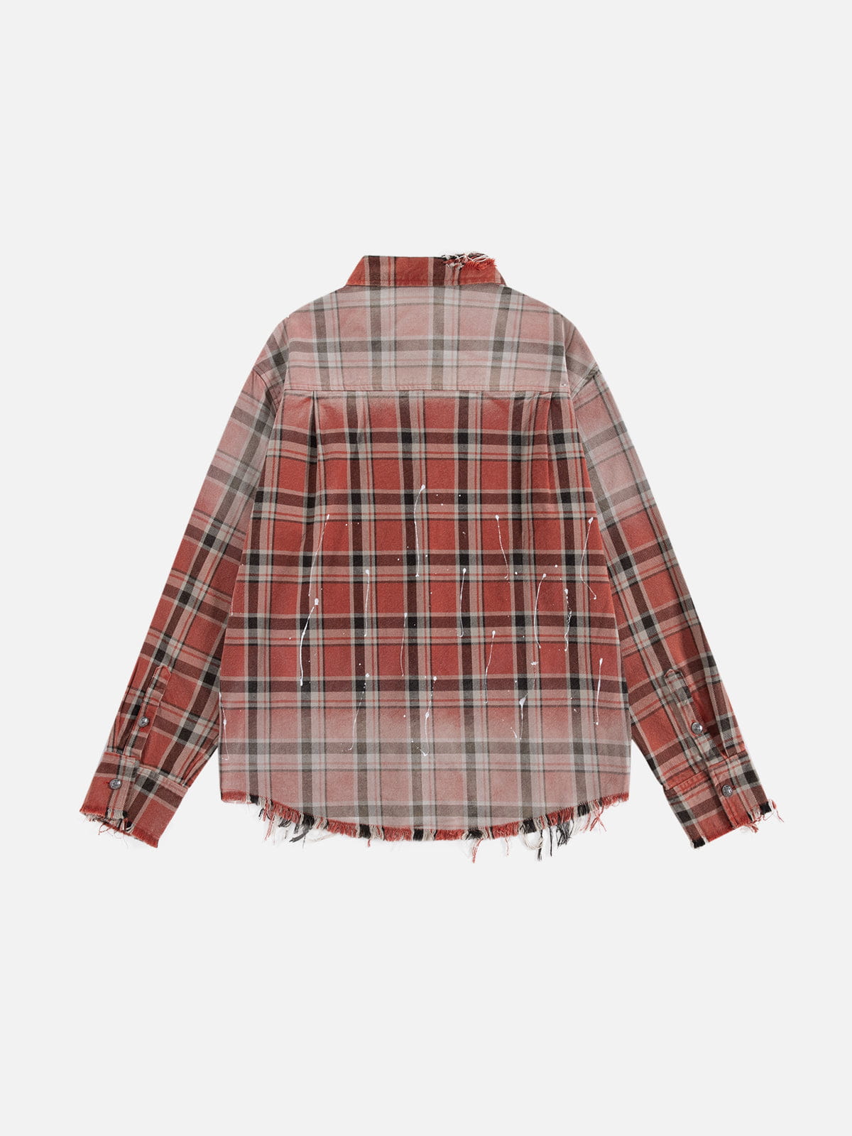 Plaid Distressed Long Sleeve Shirt