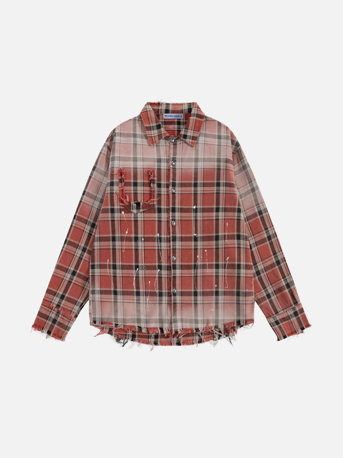 Plaid Distressed Long Sleeve Shirt