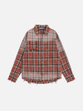 Plaid Distressed Long Sleeve Shirt