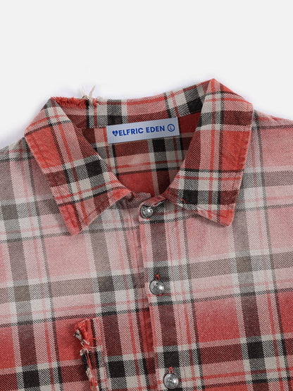 Plaid Distressed Long Sleeve Shirt