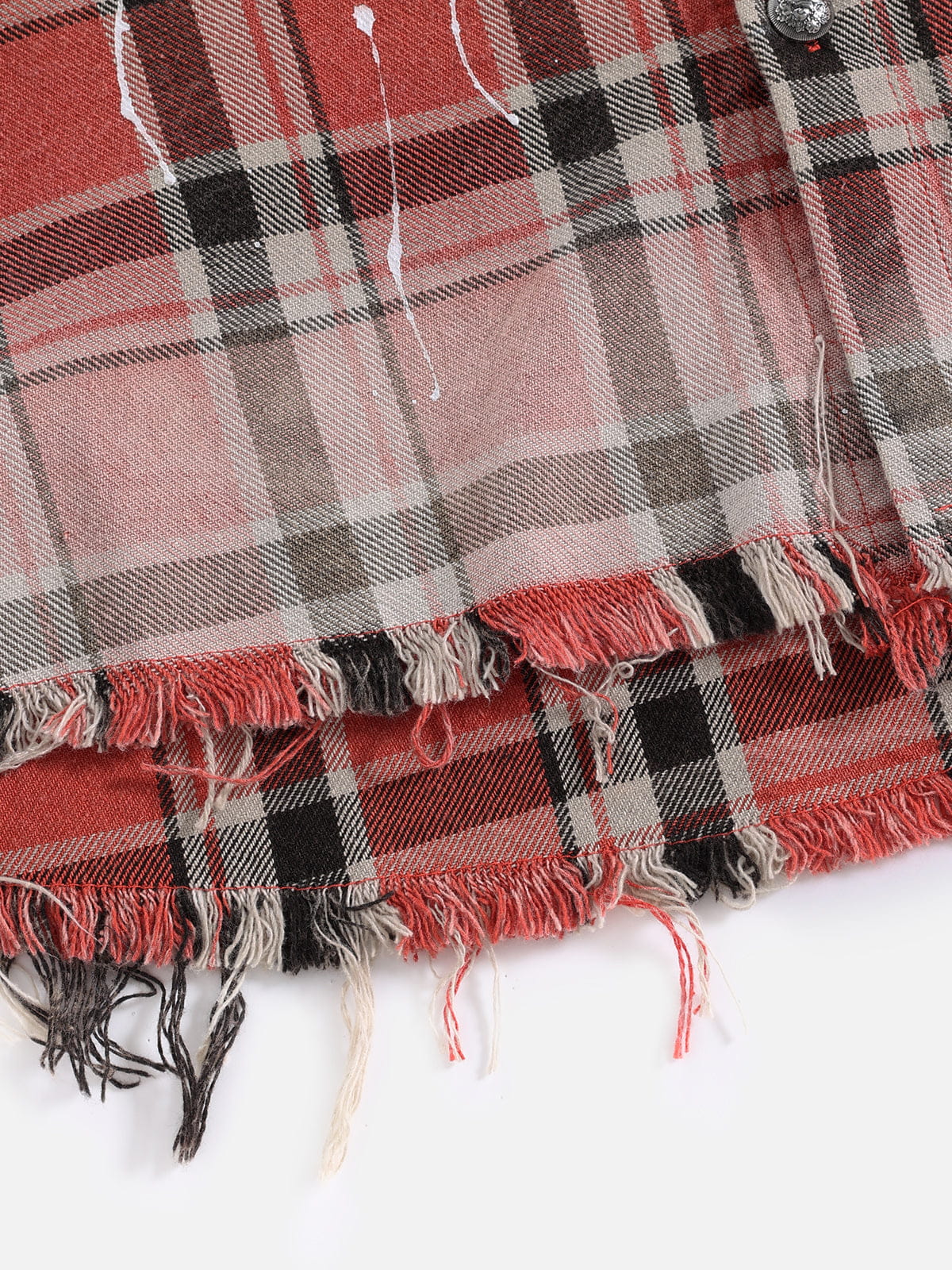 Plaid Distressed Long Sleeve Shirt