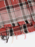 Plaid Distressed Long Sleeve Shirt