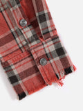 Plaid Distressed Long Sleeve Shirt