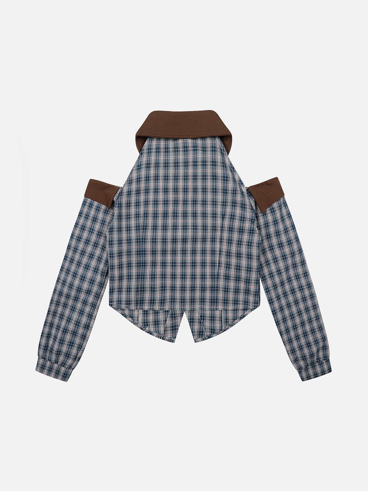 Plaid Tie Cropped Long Sleeve Shirt