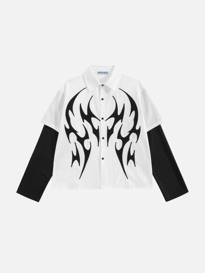 Tribal Panel Layered Long Sleeve Shirt