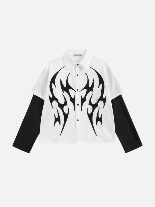 Tribal Panel Layered Long Sleeve Shirt