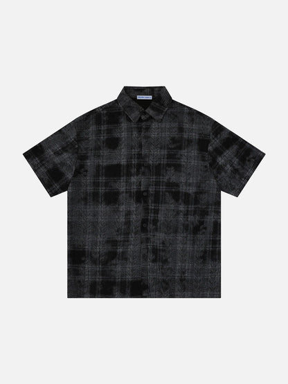 Textured Plaid Short Sleeve Shirt