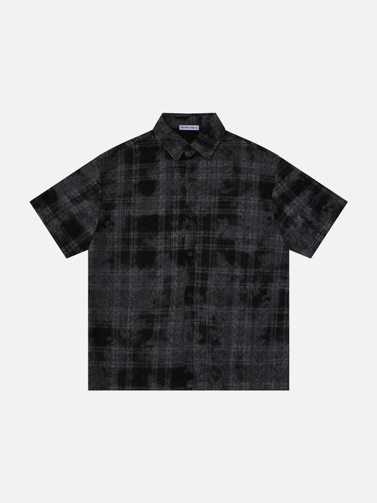 Textured Plaid Short Sleeve Shirt