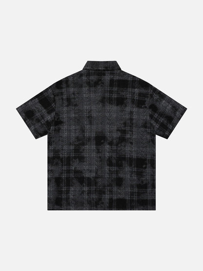 Textured Plaid Short Sleeve Shirt