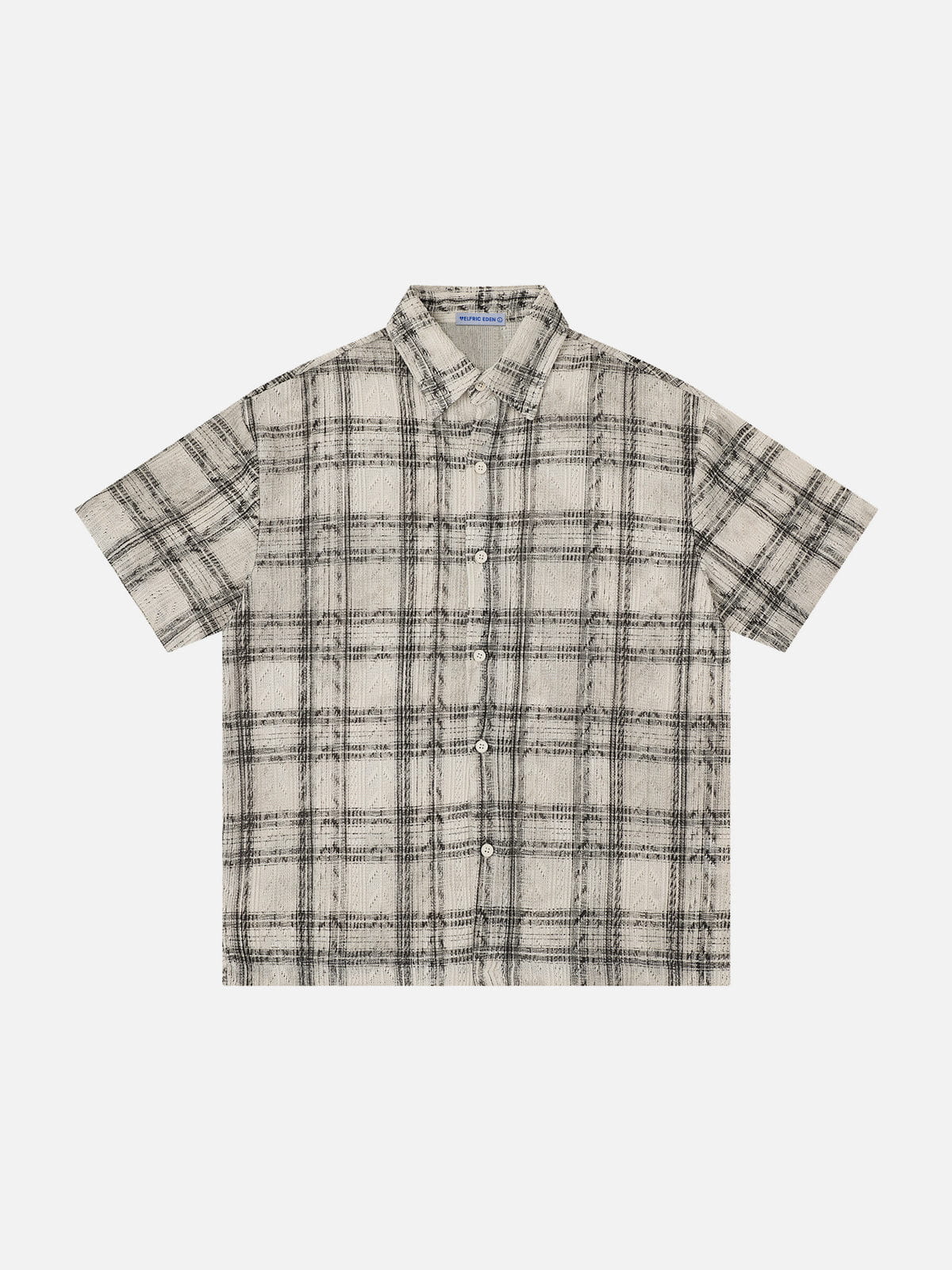 Textured Plaid Short Sleeve Shirt