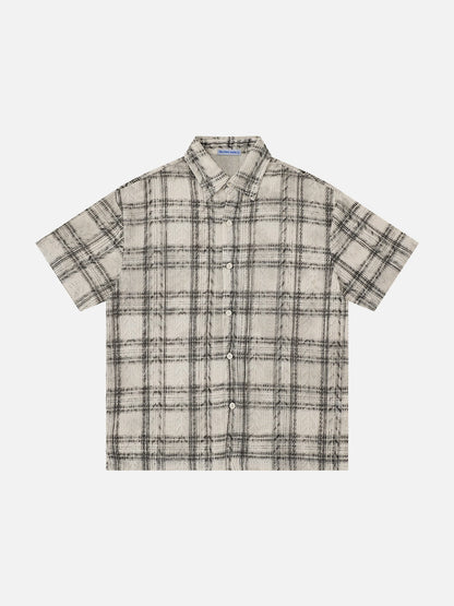 Textured Plaid Short Sleeve Shirt