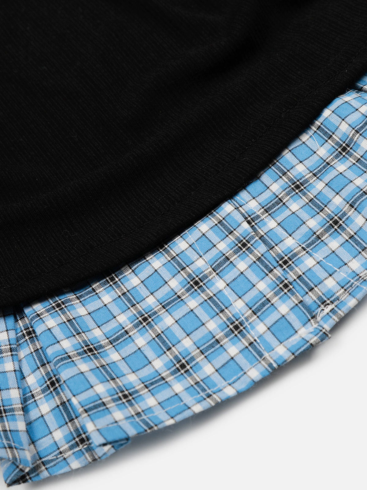 Layered Plaid Panel Long Sleeve Shirt
