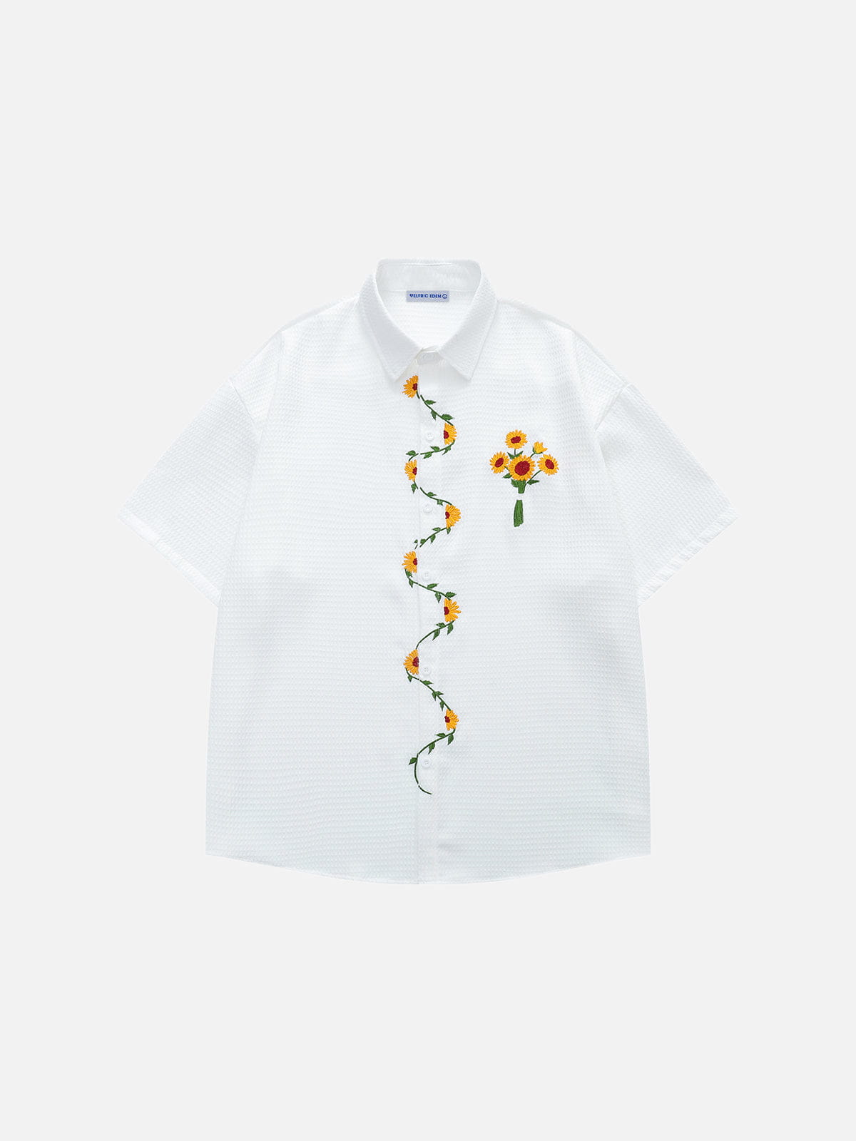Floral Embroidery Short Sleeve Shirt