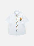 Floral Embroidery Short Sleeve Shirt