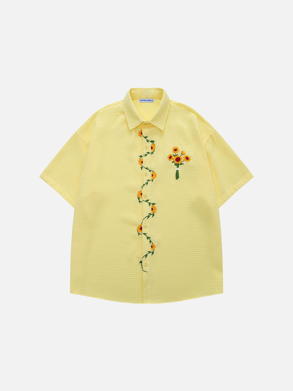 Floral Embroidery Short Sleeve Shirt