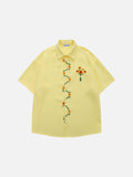 Floral Embroidery Short Sleeve Shirt