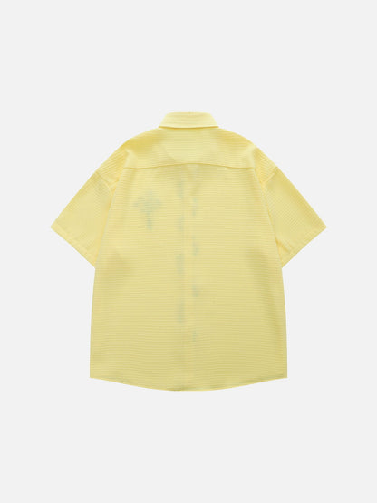 Floral Embroidery Short Sleeve Shirt