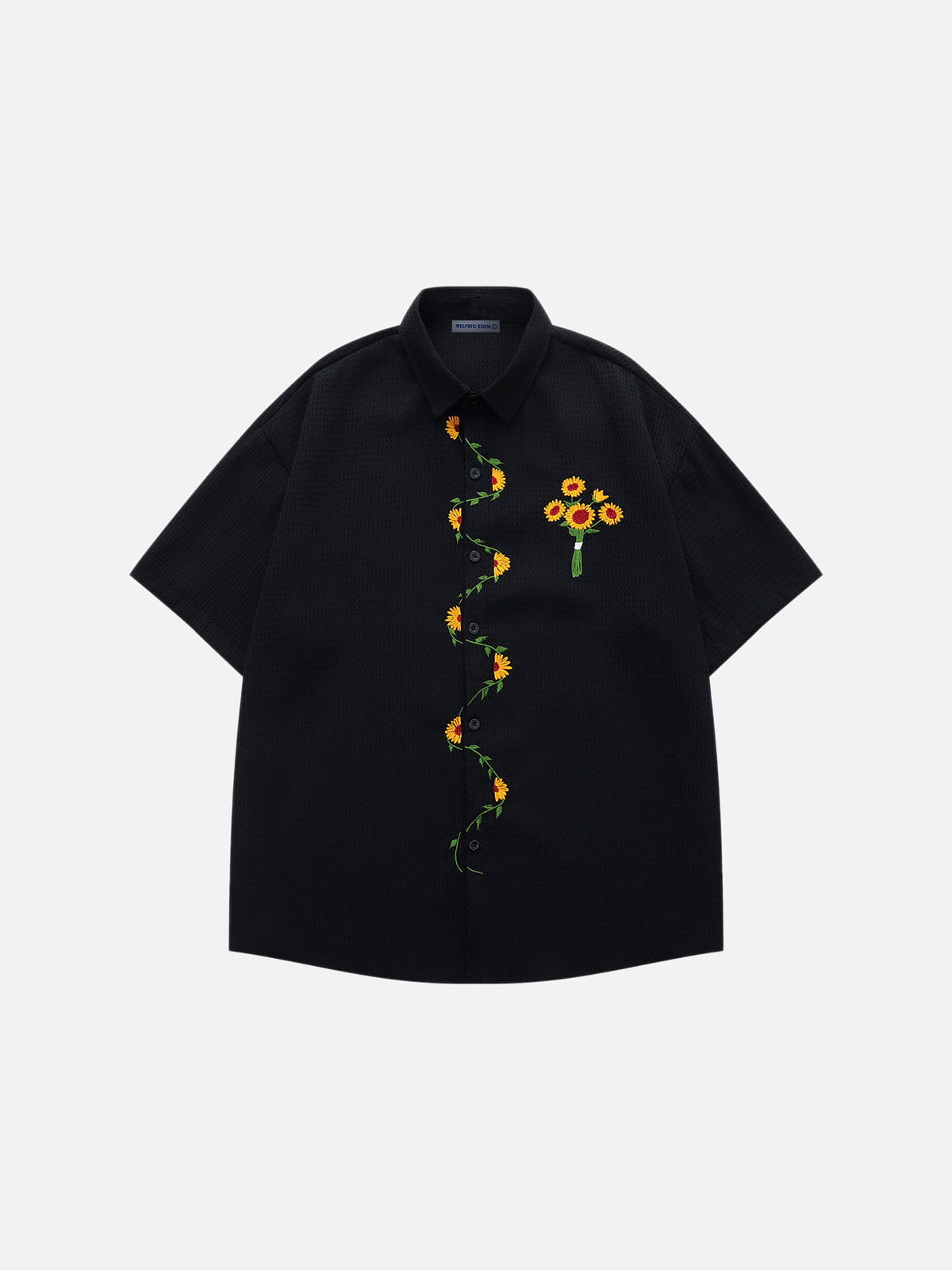 Floral Embroidery Short Sleeve Shirt