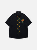Floral Embroidery Short Sleeve Shirt