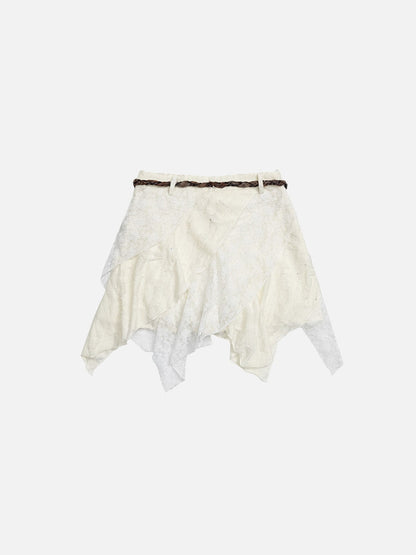 Lace Layered Asymmetrical Skirt