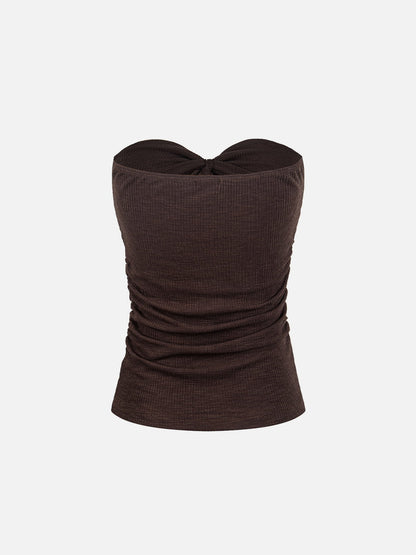 Ruched Tie Front Tube Top