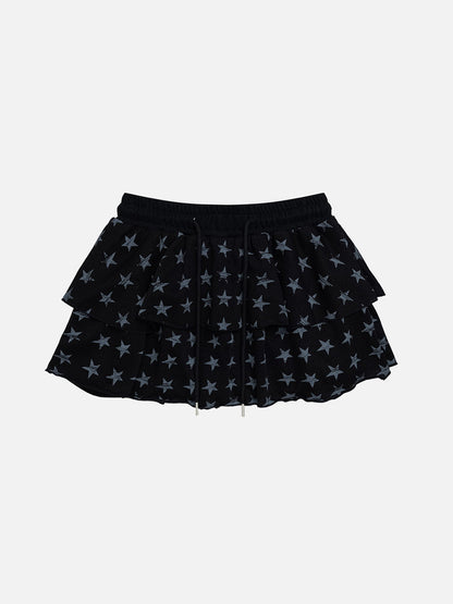 Star Graphic Layered Skirt