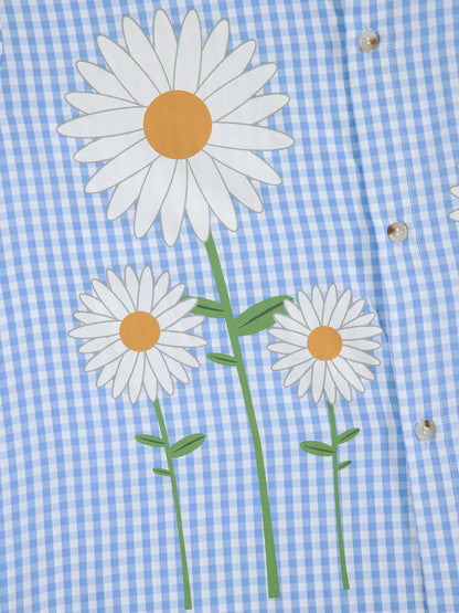 Boxy Daisy Gingham Short Sleeve Shirt