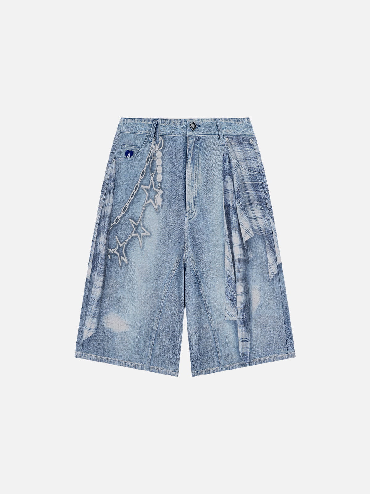 Plaid Panel Chain Jorts