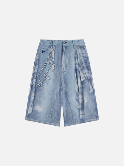 Plaid Panel Chain Jorts