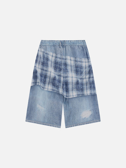 Plaid Panel Chain Jorts