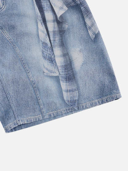 Plaid Panel Chain Jorts