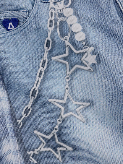 Plaid Panel Chain Jorts