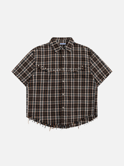 Boxy Plaid Short Sleeve Shirt