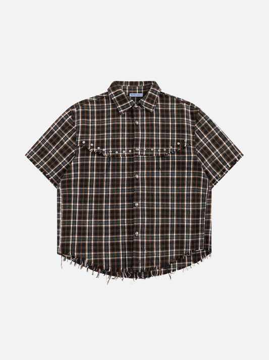 Boxy Plaid Short Sleeve Shirt