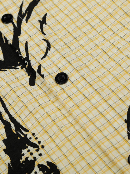 Cat Sketch Plaid Short Sleeve Shirt