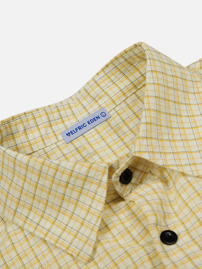 Cat Sketch Plaid Short Sleeve Shirt