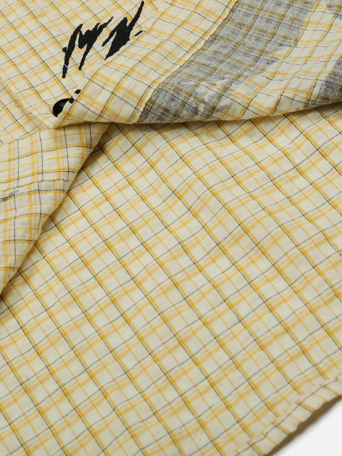 Cat Sketch Plaid Short Sleeve Shirt