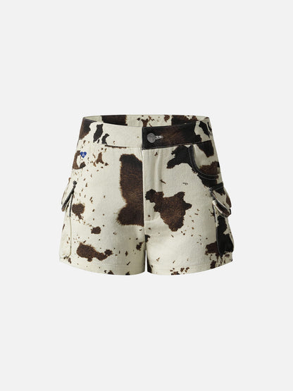 Cow Pattern Mini Jorts