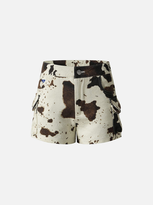 Cow Pattern Mini Jorts