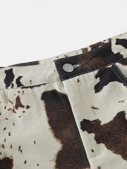 Cow Pattern Mini Jorts