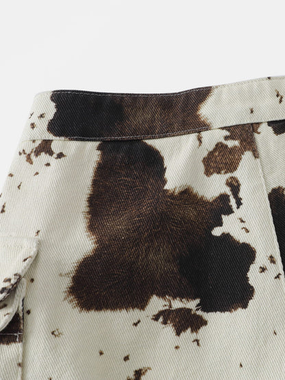 Cow Pattern Mini Jorts