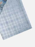 Denim Plaid Panel Short Sleeve Shirt