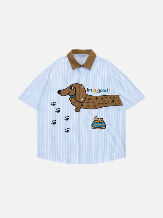 Embroidery Dachshund Short Sleeve Shirt