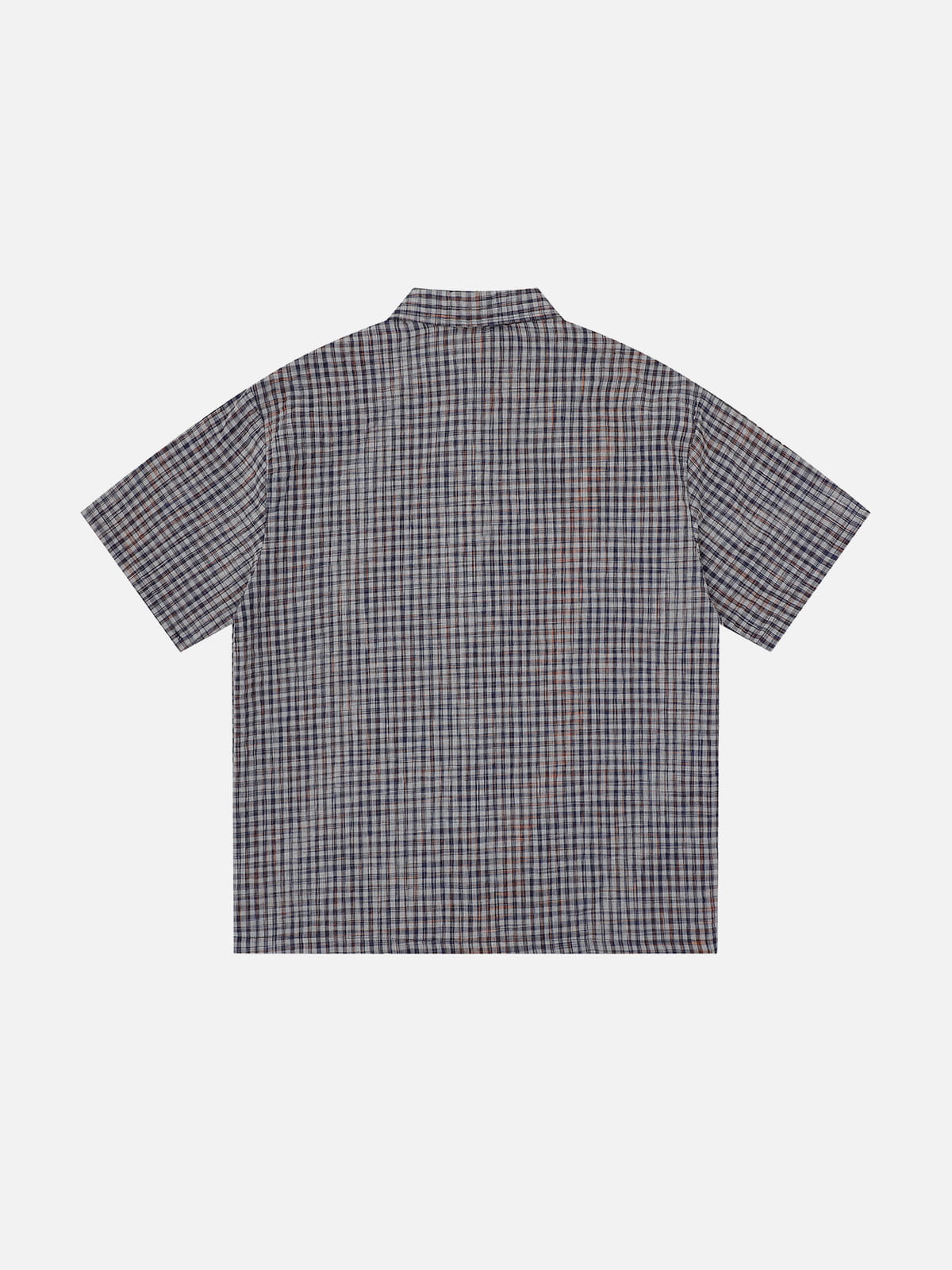 Metal Eyelet Plaid Short Sleeve Shirt